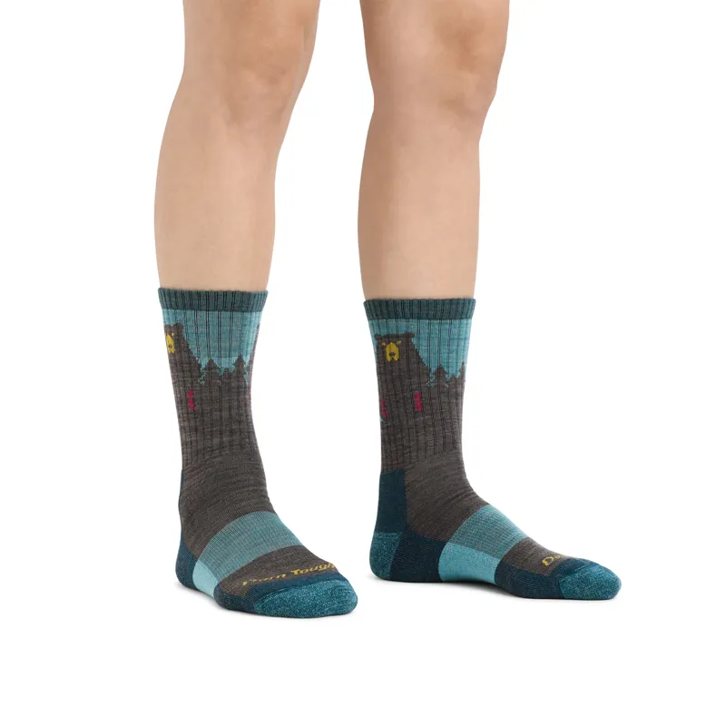 Darn Tough Bear Town Micro Crew Lightweight Hiking Socks Womens Aqua-2